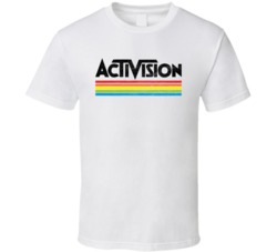 Activision Retro Rainbow Logo Gamer Fan Vintage Grunge Look T Shirt