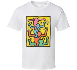 Stacks Keith Haring Poster Fan Grunge Worn Vintage Look T Shirt
