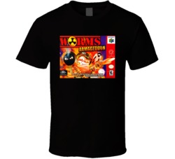 Worms Armageddon N64 Nintendo 64 Retro Video Game T Shirt Worms Armageddon N64 Nintendo 64 Retro Video Game T Shirt