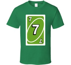Seven 7 Green Uno Card Game Fan Halloween Fancy Dress T Shirt