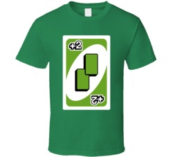 Draw Two 2 Green Uno Card Game Fan Halloween Fancy Dress T Shirt