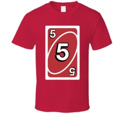 Five 5 Red Uno Card Game Fan Halloween Fancy Dress T Shirt