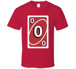 Zero 0 Red Uno Card Game Fan Halloween Fancy Dress T Shirt