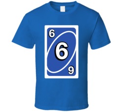Six 6 Blue Uno Card Game Fan Halloween Fancy Dress T Shirt