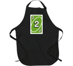 Two 2 Green Uno Card Game Fan Halloween Apron
