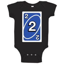 Two 2 Blue Uno Card Game Fan Halloween Baby One Piece