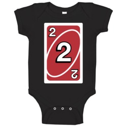 Two 2 Red Uno Card Game Fan Halloween Baby One Piece