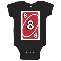 Eight 8 Red Uno Card Game Fan Halloween Baby One Piece
