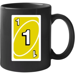 One 1 Yellow Uno Card Game Fan Halloween Mug Mug