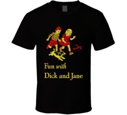 Fun With Dick And Jane Retro Grunge Look Book Cover T Shirt