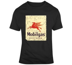 Mobilgas Vintage Worn Look Gasoline Logo T Shirt