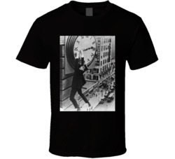 Harold Lloyd Hanging From Clock In Safety Last 1923 Movie T Shirt