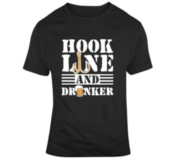 Hook Line And Drinker Fishing Parody T Shirt
