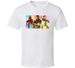Grand Theft Auto Characters Distressed Look Video Game T Shirt