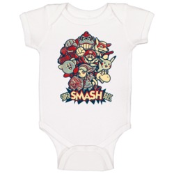 Super Smash Bros Characters Pop Art Retro Video Game Baby One Piece