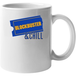 Blockbuster And Chill Retro Video Movie Rental Store Logo Parody Mug