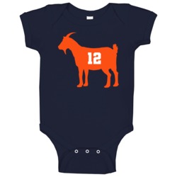 Tom Brady Goat Denver Football Fan Baby One Piece