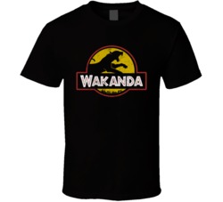 Wakanda Logo Jurassic Park Parody Black Panther Worn Look T Shirt
