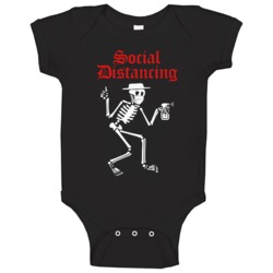 Social Distancing Distortion Rock Band Logo Parody Baby One Piece