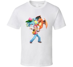 Pokemon Characters Ash Video Game T Shirt