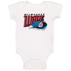 Milwaukee Wave United A-league Soccer Fc Team Retro Logo Baby One Piec