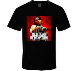 Red Dead Redemption Video Game Cover Distressed Look T Shirt
