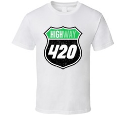 Highway 420 Smoke Pot Weed Cannabis Route Sign Parody T Shirt