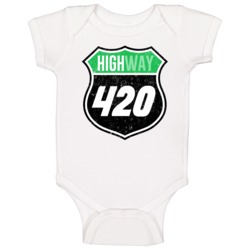 Highway 420 Smoke Pot Weed Cannabis Route Sign Parody Baby One Piece