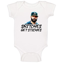 Mike Fiers Oakland Baseball Snitches Get Stitches Baby One Piece