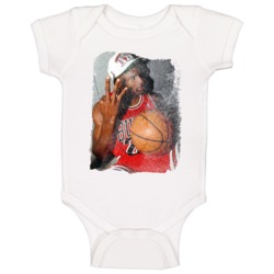 Michael Jordan 3 Fingers Chicago Basketball Distressed Baby One Piece