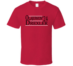 Hakeem Olajuwon Clyde Drexler For President '24 Houston Basketbal