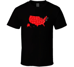 United States All Red Republican Map T Shirt