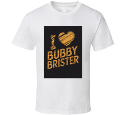 Image for a t shirt that has dynamic font with text I Love Bubby Brister. Make it in Pittsburgh Steelers fonts and colors.  Make the backing entirely black .  T Shirt