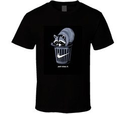 A raccoon Just steal it swoosh parody just do it t shirt