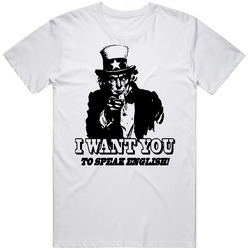 I Want You To Speak English Funny War  Parody Merch Classic Cotton T Shirt