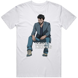 Keanu Reeves Sitting Funny Viral Image Merch Classic Cotton T Shirt