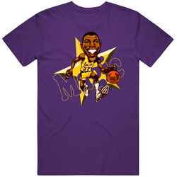 Magic Johnson Retro Basketball Caricature Merch Classic Cotton T Shirt