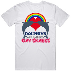 Dolphins Are Just Gay Sharks Funny Joke Merch Classic Cotton T Shirt