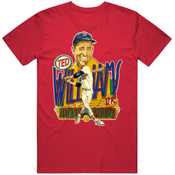 Ted Williams Retro Baseball Caricature Merch Classic Cotton T Shirt