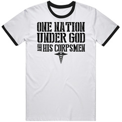 One Nation Under Gods Corpsmen Black Ringer Retro Unisex Classic Tee T Shirt