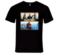 Batman And Spiderman Lunchtime Funny Retro Unisex Classic Tee T Shirt
