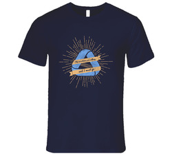 Mens Navy Mountains Retro Unisex Classic Tee T Shirt