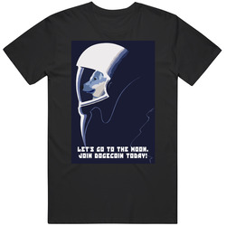 Fitted T-Shirt, Let's go to the moon today! Black Retro Unisex Classic Tee T Shirt