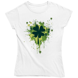 Clover Splat St Patricks Day Drinking Retro Unisex Classic Tee Ladies T Shirt