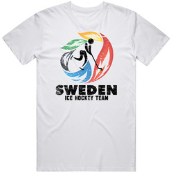Sweden Ice Hockey Team 2014 Olympic Sochi Vintage Distressed Retro Unisex Classic Tee T Shirt