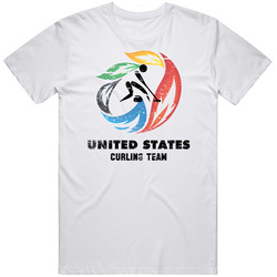 United States Curling Team 2014 Olympic Sochi Vintage Distressed Retro Unisex Classic Tee T Shirt