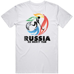 Russia Ice Hockey Team 2014 Olympic Sochi Vintage Distressed Retro Unisex Classic Tee T Shirt