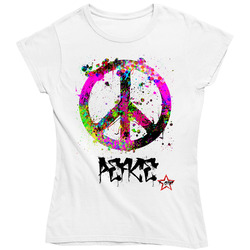 Peace Sign women T-shirt american apparel colorful design Retro Unisex Classic Tee Ladies T Shirt