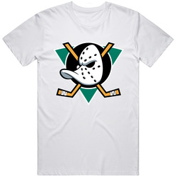 Mighty Ducks Of Anaheim Movie Nhl Hockey League Standard Adult White Retro Unisex Classic Tee T Shirt
