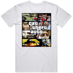 Gta Cat Theft Auto Video Game Playstation Ps3 Retro Unisex Classic Tee T Shirt Gta Cat Theft Auto Video Game Playstation Ps3 Retro Unisex Classic Tee T Shirt